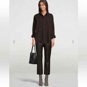 Citizens of Humanity Jolene High-Rise Straight Leather pant in brown, size 27